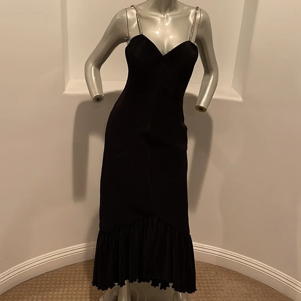 Vintage 1980's Rose Taft For COUTURE FASHIONS MAXI DRESS BLACK